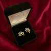 Earrings, long Flower Diamond , 12 mm
